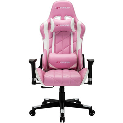 GTForce Pro GT Reclining Sports Racing Gaming Office Desk Pc Car Faux Leather Chair (Pink)