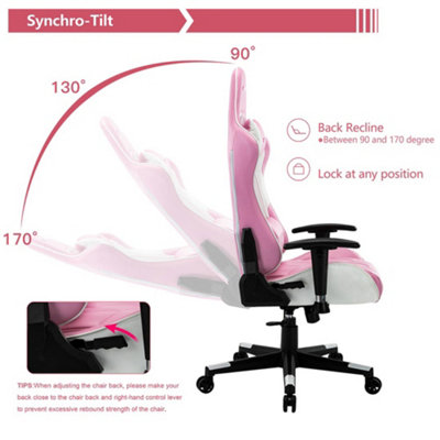 GTForce Pro GT Reclining Sports Racing Gaming Office Desk Pc Car Faux Leather Chair (Pink)