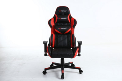 GTForce Pro GT Reclining Sports Racing Gaming Office Desk Pc Car Faux Leather Chair (Red)