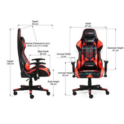 GTForce Pro ST Reclining Sports Racing Gaming Office Desk Pc Car Faux ...