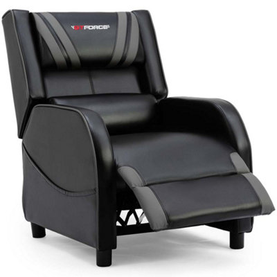 GTForce Ranger S Faux Leather Gaming Recliner Armchair Sofa Reclining Cinema Chair (Grey)