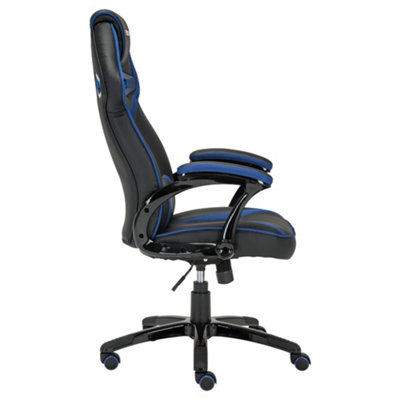 GTForce Roadster 1 Sport Racing Car Office Chair, Adjustable Lumbar Support Gaming Desk Faux Leather With Mesh Trimmings (Blue)