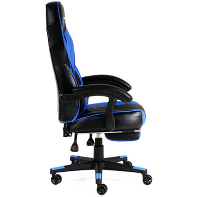 GTForce Turbo Reclining Sports Racing Gaming Office Desk Pc Car Faux Leather Chair (Blue)