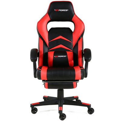 GTForce Turbo Reclining Sports Racing Gaming Office Desk Pc Car Faux Leather Chair (Red)