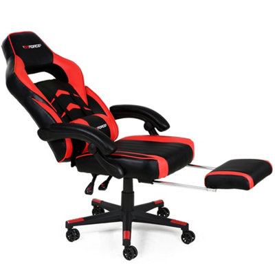 GTForce Turbo Reclining Sports Racing Gaming Office Desk Pc Car Faux Leather Chair (Red)