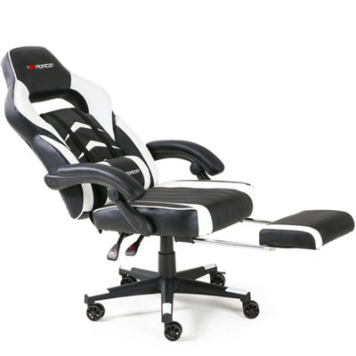 GTForce Turbo Reclining Sports Racing Gaming Office Desk Pc Car Faux Leather Chair (White)