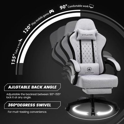 SITMOD Fabric Gaming Chair With Footrest - Ergonomic Computer Chair With Pocket Spring Cushion