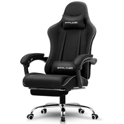 GTPLAYER Fabric Gaming Chair With Footrest, Massage Ergonomic Computer ...