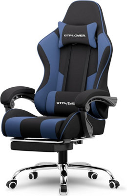 GTPLAYER Fabric Gaming Chair With Footrest, Massage Ergonomic Computer ...