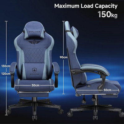 GTPLAYER Gaming Chair Fabric, High Back Computer Chairs with Footrest ...