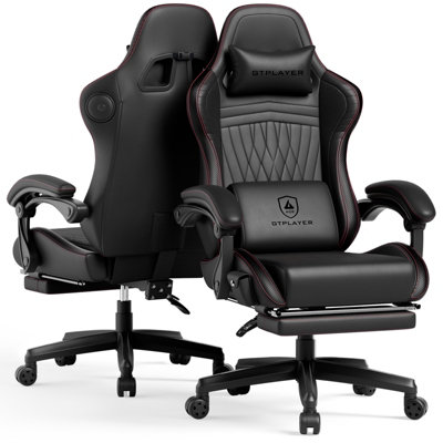 GTPLAYER Gaming Chair with Speakers, Computer Chairs with Footrest  Bluetooth Linkage, Ergonomic Height Adjustable PC Chair, Red