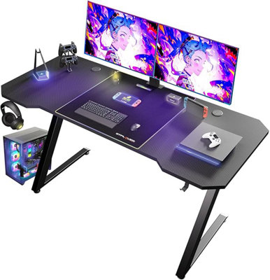 GTPLAYER Gaming Desk, 80X60CM Computer Desk Sturdy Carbon Fiber Z Frame ...