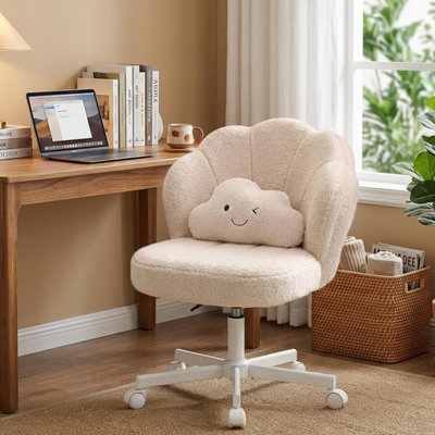 beige dressing table chair GTPLAYER Office Desk Makeup Vanity Chair Swivel Armless Height Adjustable Bedroom Chairs, Teddy, The seat cushion FreeShipping USCG Winter Dress Blue Material:Stretchy