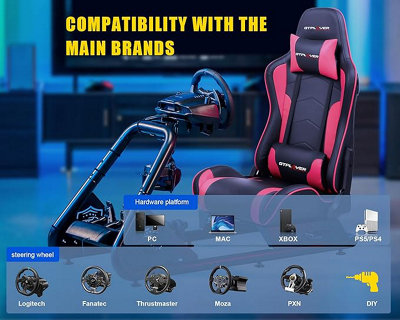 GTPLAYER Racing Simulator Cockpit with Seat, Racing Steering Wheel ...