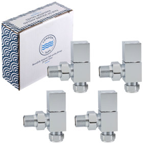 GTSE 4 Sets of Square Straight Radiator Valves - 15mm