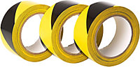 GTSE Adhesive Hazard Tape Black and Yellow, 50mm (2") x 33m, 3 Rolls