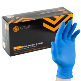 GTSE Blue Nitrile Disposable Gloves, Latex & Powder Free, Size Extra Large, Box of 100