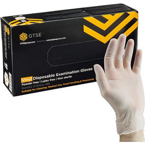 GTSE Small Disposible Vinyl Gloves, Clear Pack of 100