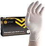 GTSE White Latex Disposable Gloves, Powder Free, Size Large, Box of 100