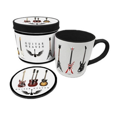 Guitar Heaven Legendary Guitars Mug and Coaster Set White Black