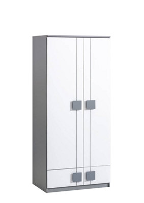 Gumi G1 Hinged Wardrobe - Sleek and Functional in White Matt & Anthracite, H1870mm W800mm D520mm