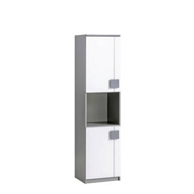 Gumi G18 Tall Cabinet - Sleek Storage Solution in White Matt & Anthracite, H1870mm W450mm D400mm
