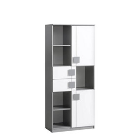 Gumi G2 Tall Cabinet - Versatile Storage in White Matt & Anthracite, H1870mm W800mm D400mm