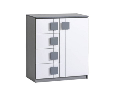 Gumi G3 Sideboard Cabinet - Modern Storage in White Matt & Anthracite, H905mm W800mm D400mm