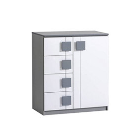 Gumi G3 Sideboard Cabinet - Modern Storage in White Matt & Anthracite, H905mm W800mm D400mm