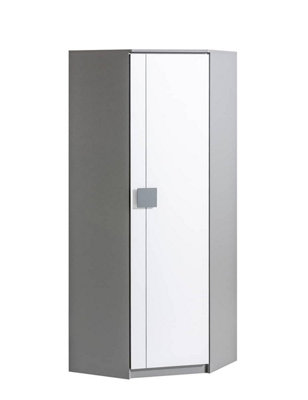 Gumi G7 Corner Wardrobe- Space-Saving Design in White Matt & Anthracite, H1870mm W710mm D710mm