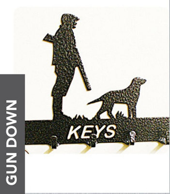 Gun Down Key Holder - Rack - Solid Steel - W15 x H9 cm - Black