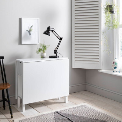 Gustav Folding Dining Table with Drawer in Classic White