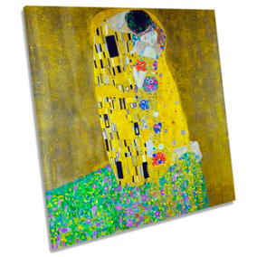 Gustav Klimt The Kiss CANVAS WALL ART Square Print (H)41cm x (W)41cm