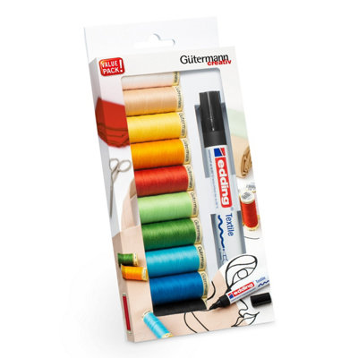Gutermann Sew-All Thread Set - 10x100m Colourful Shades + Edding ...