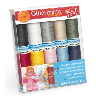 Gutermann Water-Repellent Thread Set - 10x100m Assorted, Weather ...