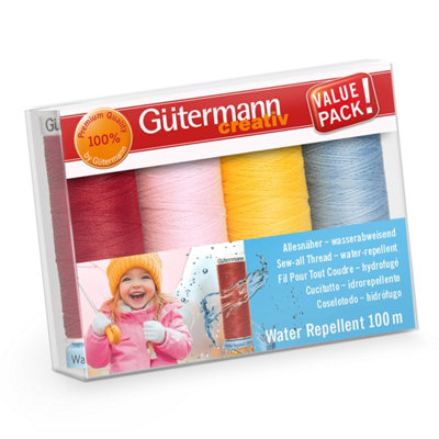Gutermann Water-Repellent Thread Set - 4x100m Assorted Colours, Weather ...