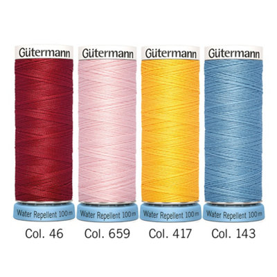 Gutermann Water-Repellent Thread Set - 4x100m Assorted Colours, Weather ...