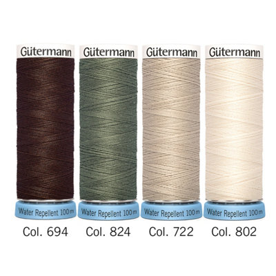Gutermann Water-Repellent Thread Set - 4x100m Assorted Colours, Weather ...