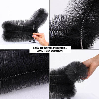 Homezone Gutter Guard Brush 10 X 4m Filter Drain Pipe Cleaner Guttering Outdoor Garden Black Downpipe Leaves Leaf Cleaning Guards 1092243934