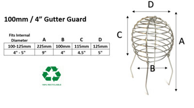 Gutter Pipe Leaf Wire Balloon 100-120mm - Galvanised