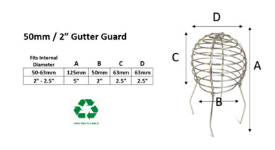 Gutter Pipe Leaf Wire Balloon 50-63mm - Galvanised