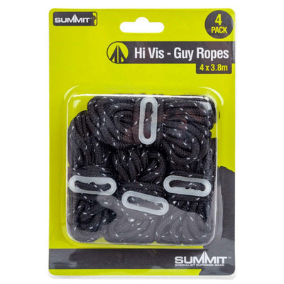 Guy Ropes High Visibility Glow In The Dark Plastic Tension 0.5 x 4.3m Black X 1