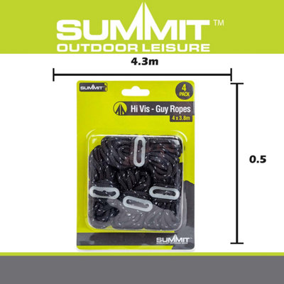 Guy Ropes High Visibility Glow In The Dark Plastic Tension 0.5 x 4.3m Black X 1