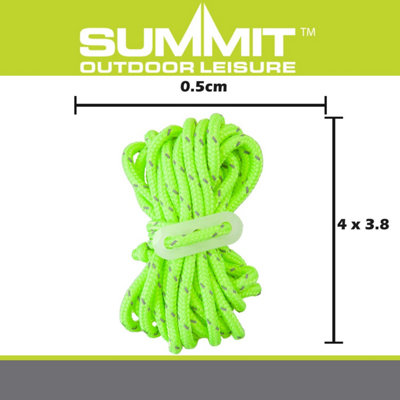 Guy Ropes High Visibility With Tensioners 4 x 3.8 x 0.5cm Green X 1 Pack of 4