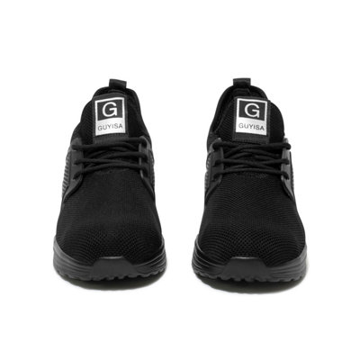 Mens Safety Trainers Shoes Boots Steel Toe Cap Work Trainers Sneakers Lightweight Slip Resistant Breathable Protective Shoes (7UK) Black