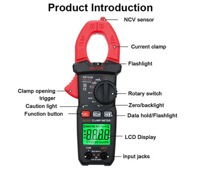 GVDA GD163A Digital Mini AC DC Clamp Meter