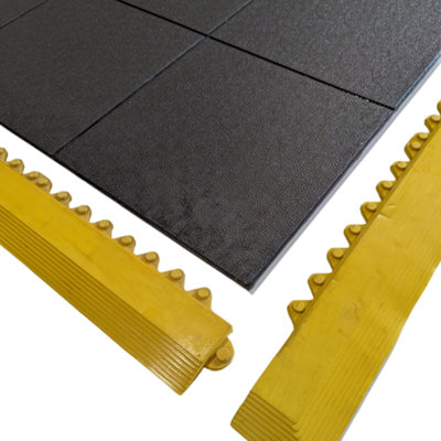 Gym Mat Interlocking Edge Finishing Strip - Corner Piece - 1000mm Long - Male - Yellow