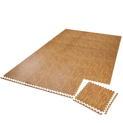 Gym Mats - 24 interlocking sections with 48 edge pieces, 61 x 61 cm each - wood decor