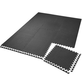 Gym mats - interlocking set of 12 - black