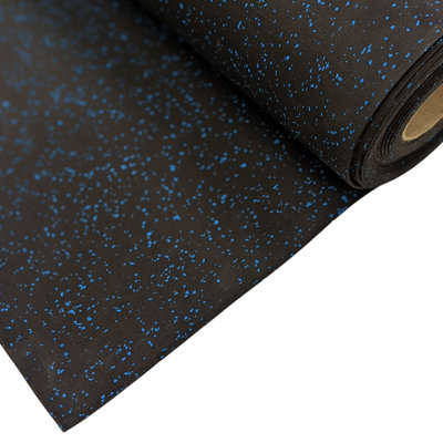 Gym Rubber Flooring Crumb Roll Matting  - Blue Fleck- 1m Wide -5m Long -  8MM Thick - Durable - Non Slip